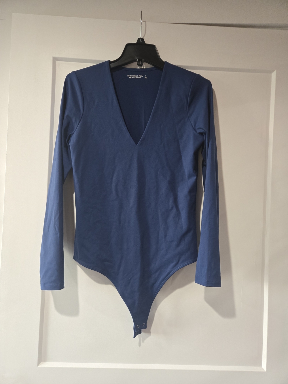 Abercrombie & Fitch Deep Blue Long Sleeve V-Neck Womens Bodysuit